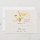 Save The Date Mariage Botanique aux Fleurs Sauvages Simples (Devant)