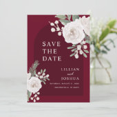 Save The Date Mariage botanique blanc hivernal en bordeaux (Debout devant)