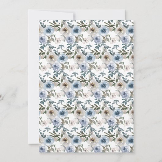 Save The Date Mariage botanique bleu et gris (Dos)