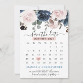 Save The Date Mariage botanique bleu pâle rose rose (Devant)