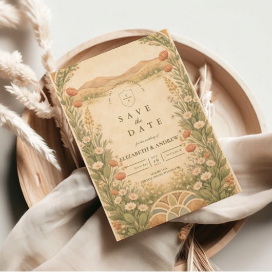 Save The Date Mariage botanique bohème dans le désert