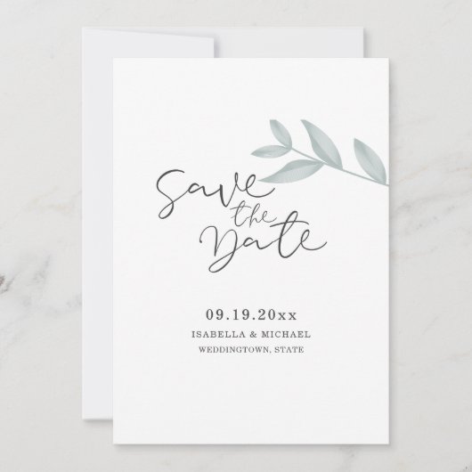 Save The Date Mariage Botanique Calligraphié Enregistrer la Date (Devant)