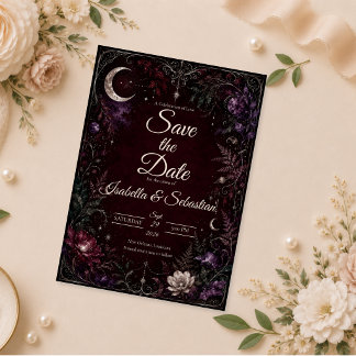 Save The Date Mariage Botanique Céleste et Sombre