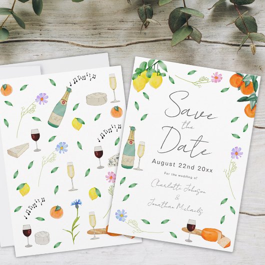 Save The Date Mariage Botanique Citrus Summer Boho