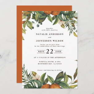Save The Date Mariage botanique d'agrumes orange