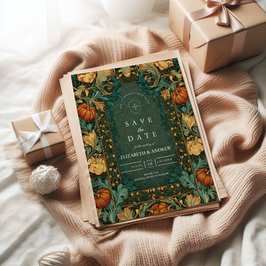 Save The Date Mariage botanique d'automne d'or