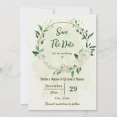 Save The Date mariage botanique de fleurs blanches d'ivoire (Devant)