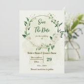 Save The Date mariage botanique de fleurs blanches d'ivoire (Debout devant)