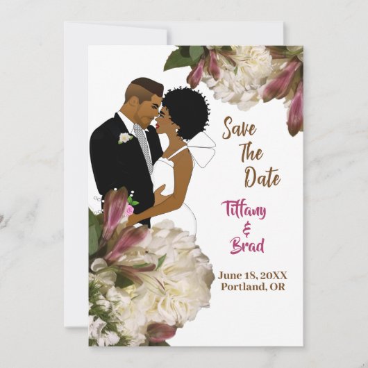 Save The Date Mariage botanique de fleurs blanches Sauvegarder l (Devant)