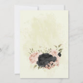 Save The Date mariage botanique de fleurs roses et noires (Dos)