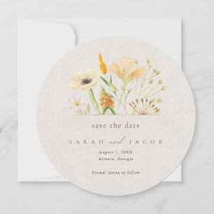 Save The Date Mariage botanique de fleurs sauvages simples 