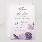 Save The Date mariage botanique de fleurs violettes (Devant)