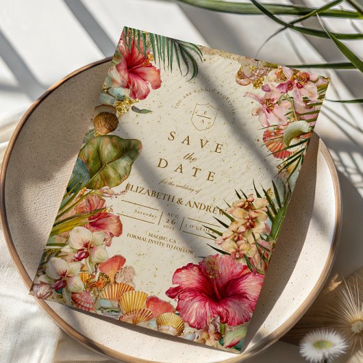 Save The Date Mariage Botanique de Hibiscus Tropical