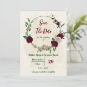 Save The Date Mariage botanique des fleurs de champagne de Bourg (Debout devant)