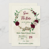 Save The Date Mariage botanique des fleurs de champagne de Bourg (Devant / Derrière)