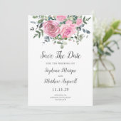 Save The Date Mariage botanique d'Eucalyptus rose poussiéreux (Debout devant)