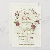 Save The Date Mariage botanique Dusty rose & fleurs blanches (Devant / Derrière)