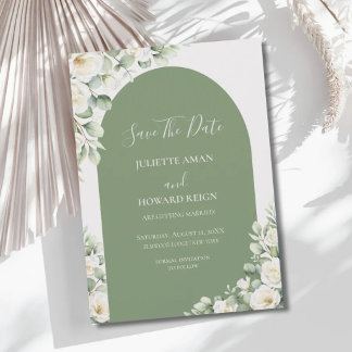 Save The Date Mariage botanique élégant à la verdure verte