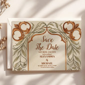 Save The Date Mariage Botanique Élégant Art Nouveau