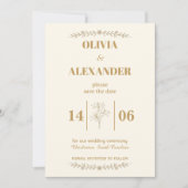 Save The Date Mariage Botanique Élégant Or (Devant)