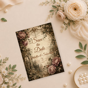 Save The Date Mariage Botanique Élégant Vintage