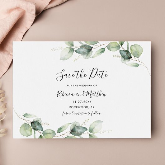 Save The Date Mariage botanique Feuille d'Eucalyptus