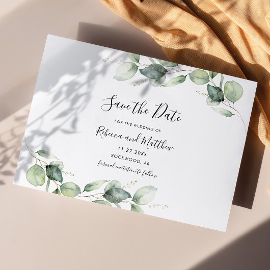 Save The Date Mariage botanique Feuille d'Eucalyptus