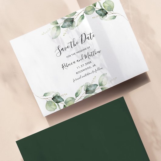 Save The Date Mariage botanique Feuille d'Eucalyptus