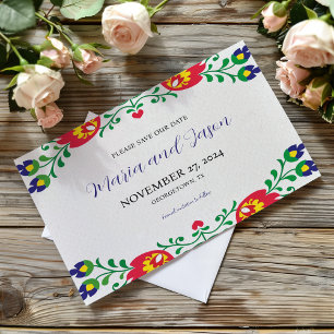Save The Date Mariage botanique fleuri coloré mexicain Fiesta