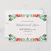 Save The Date Mariage botanique fleuri coloré mexicain Fiesta (Devant)