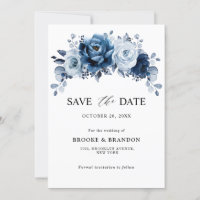 Mariage Botanique Floral Bleu Poussiéreux Ardoise