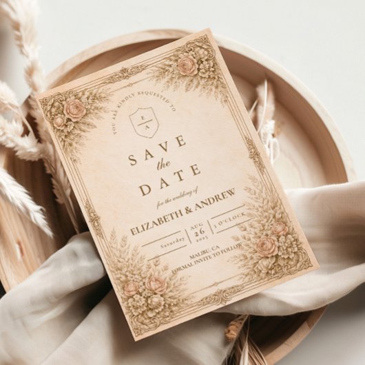 Save The Date Mariage Botanique Floral de Luxe Rustique