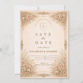 Save The Date Mariage Botanique Floral de Luxe Rustique (Devant)
