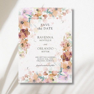 Save The Date Mariage Botanique Floral Romance Tons Terre