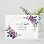 Save The Date Mariage botanique géométrique floral violet (Debout devant)
