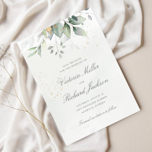 Save The Date Mariage Botanique Gold Greenery