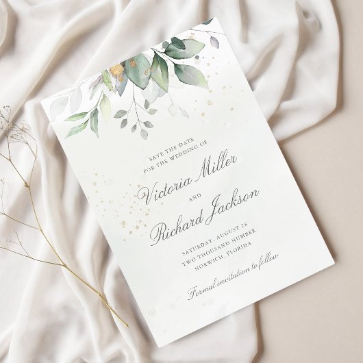 Save The Date Mariage Botanique Gold Greenery