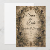 Save The Date Mariage Botanique Gothique Maussade (Devant / Derrière)