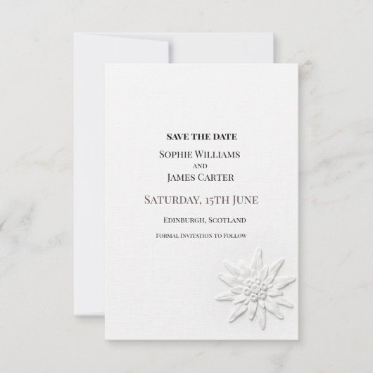 Save The Date Mariage Botanique Gris (Devant)