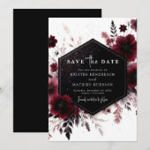 Save The Date Mariage botanique moderne de Bourgogne (Devant / Derrière)