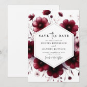 Save The Date Mariage botanique moderne de Bourgogne (Devant / Derrière)