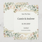 Save The Date Mariage Botanique Or (Devant / Derrière)