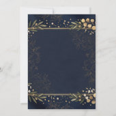 Save The Date Mariage Botanique Or et Bleu Marine (Dos)