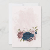 Save The Date mariage botanique rose et bleu marine (Dos)