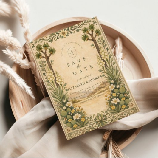Save The Date Mariage botanique rustique dans le désert