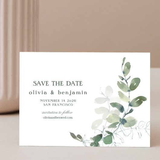 Save The Date Mariage Botanique Rustique Eucalyptus Mariage