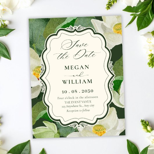 Save The Date Mariage botanique vert