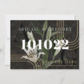 Save The Date Mariage botanique vert Moody Black foncé (Devant)