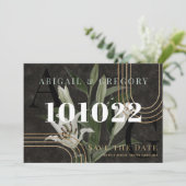 Save The Date Mariage botanique vert Moody Black foncé (Debout devant)