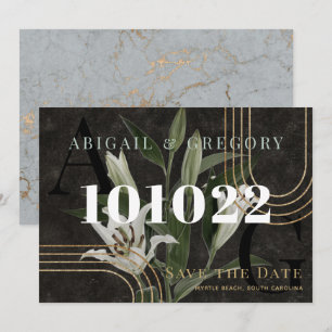 Save The Date Mariage botanique vert Moody Black foncé